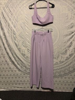 2 piece Princess Polly Lavender High-Waist set Wide-Leg Pants size 6